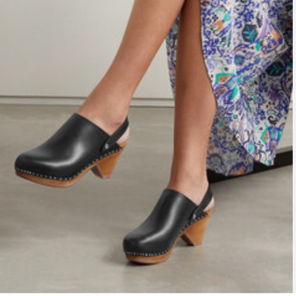 Isabel Marant Black Leather Clogs
